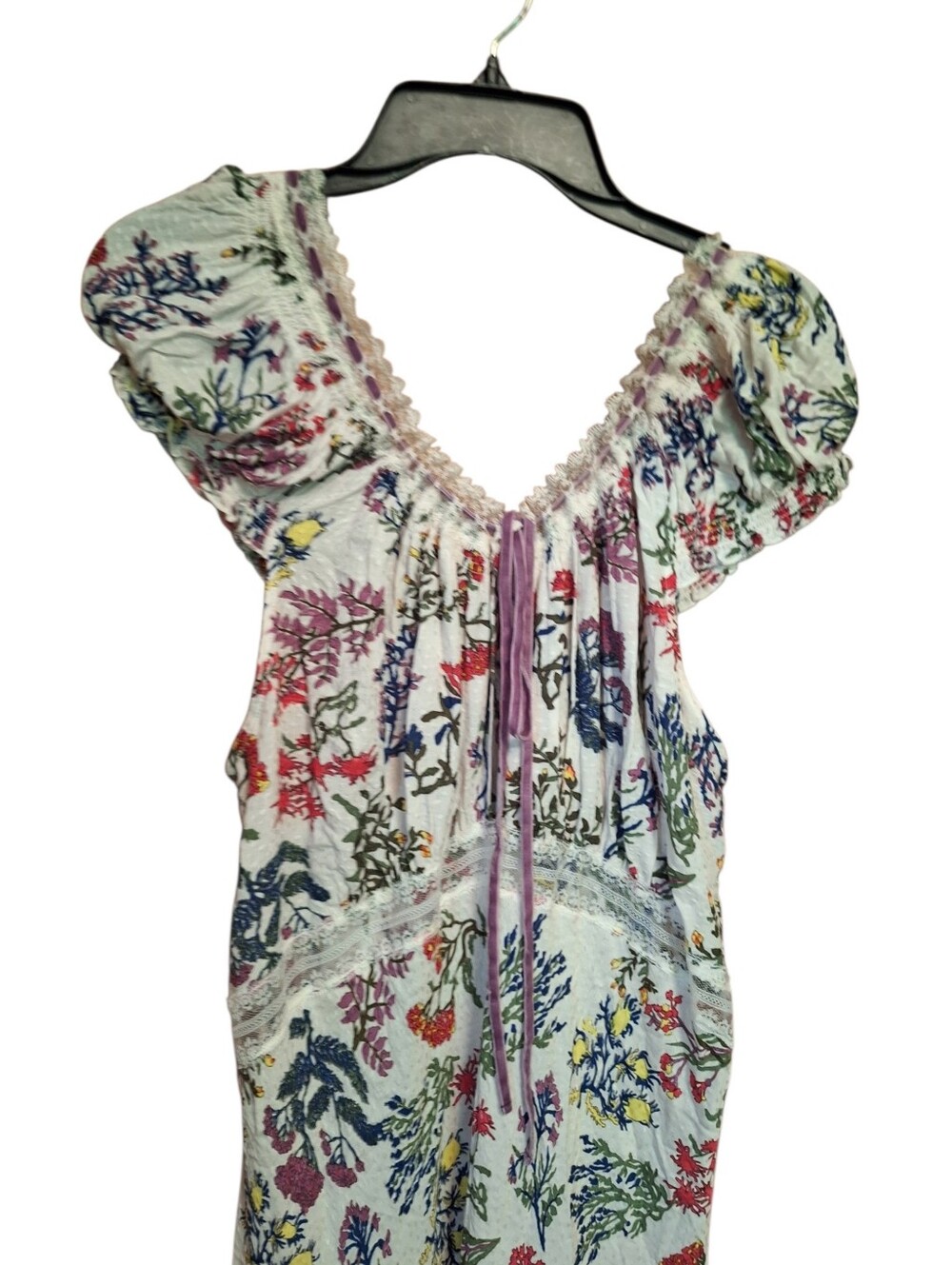 Anthropologie Mirabelle SLEEP Dress Maxi Semi-Sheer Floral Cap Sleeve 1X NWT - Picture 5 of 7
